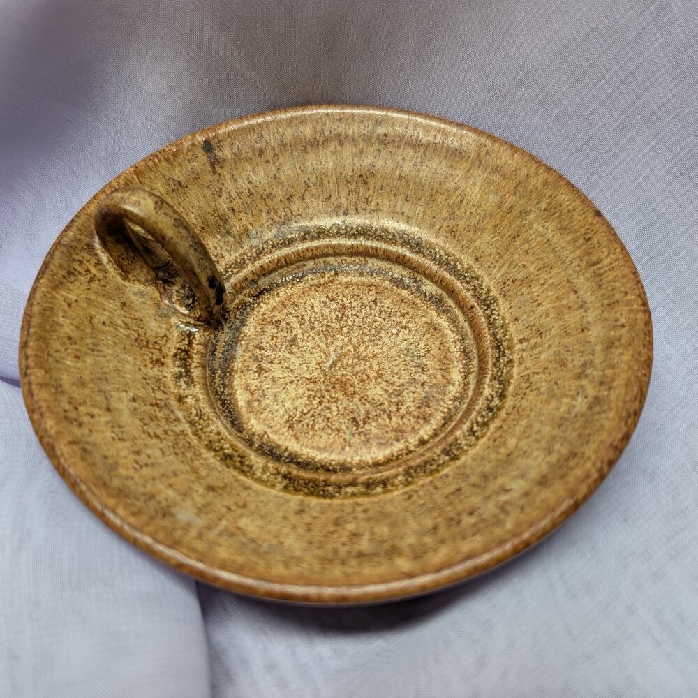 Vintage Pottery Candle Holder with Finger Loop for 2” Pillar Candle